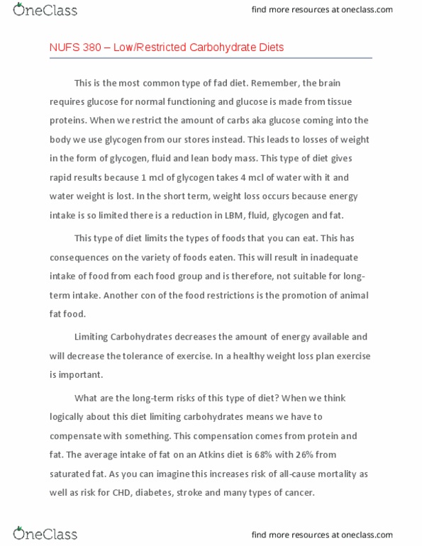 NUTR480 Chapter Notes - Chapter Article for L12: Fad Diet, Lean Body Mass, Glycogen thumbnail